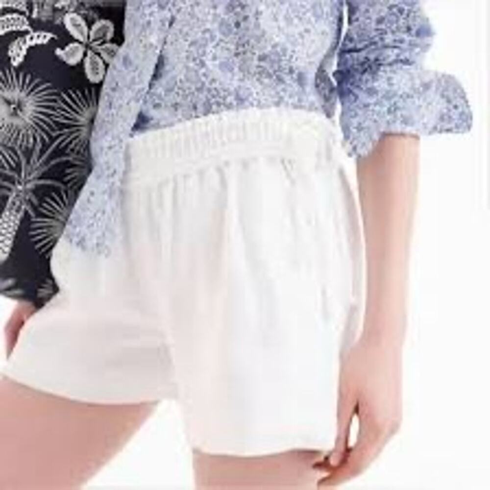 J.Crew White Matelassé Jacquard Pull-On Shorts Elastic Back Cotton - Size 0